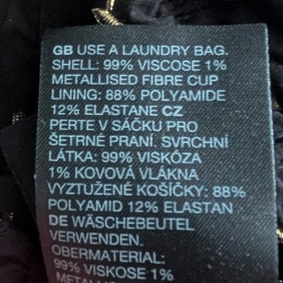 & Other Stories | Ruffled Glitter Pattern Soft Bra In Black/Gold - Picture 9 of 9